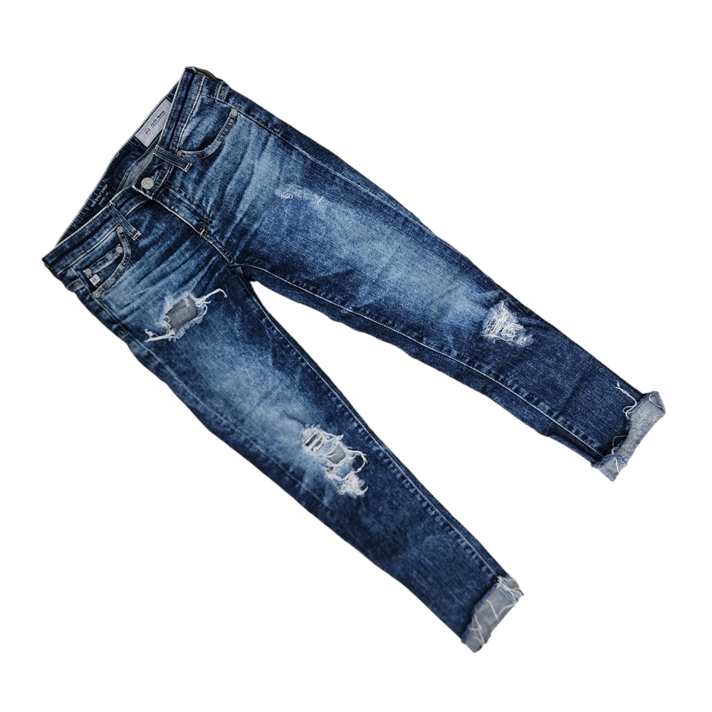 AG Adriano Goldschmied Denim Womens Distressed The Stilt Cigarette Crop Jeans 25